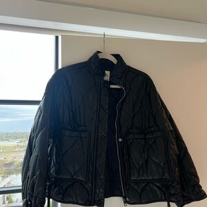 Zara Faux Leather Black Quilted Jacket XS